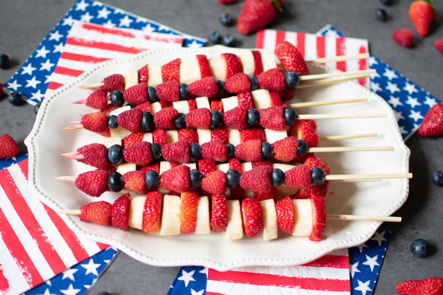 Berry and banana skewers