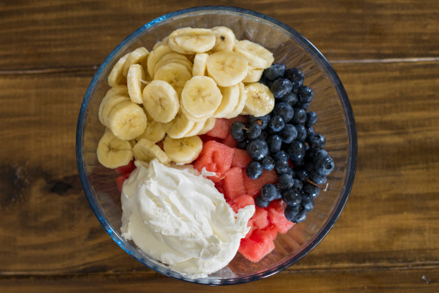 Red, white, and blue salad